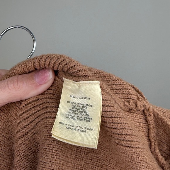 Anthropologie Moth Cozy Knit Cowl Neck Tunic Sweater Camel XS‎ Oversized Camel - Picture 5 of 6